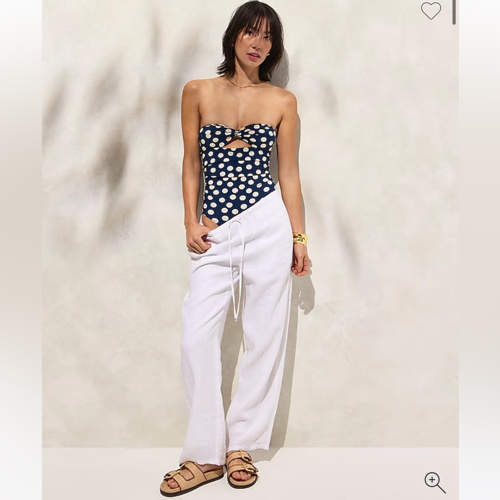 BRAND NEW with TAGS J. Crew Gemme Ruched Bandeau Swimsuit in Blue Dot, Size 14